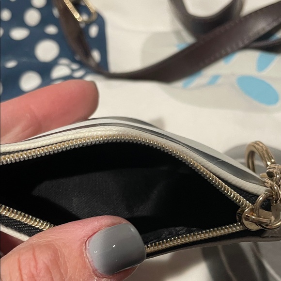 Victoria's Secret Black and White Striped Pouch with Pink Accent - Picture 3 of 3